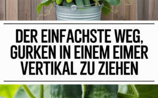 Der einfachste Weg, Gurken in einem Eimer vertikal zu ziehen
