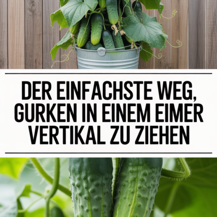 Der einfachste Weg, Gurken in einem Eimer vertikal zu ziehen
