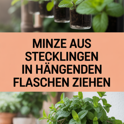 Minze aus Stecklingen in hängenden Flaschen ziehen